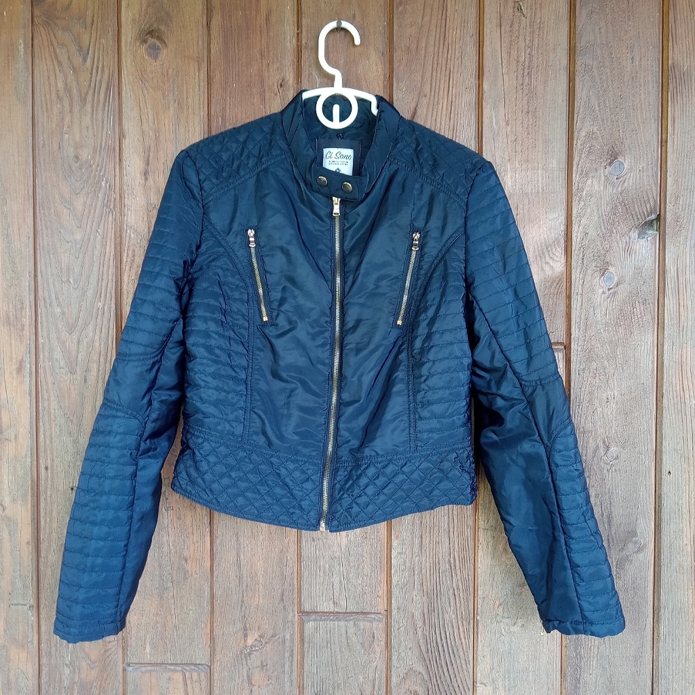 Ci Sono Nylon Moto Jacket Size Medium Black. READ.